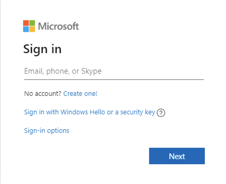 microsoft account sign in window