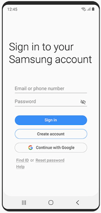 logging in to a samsung account